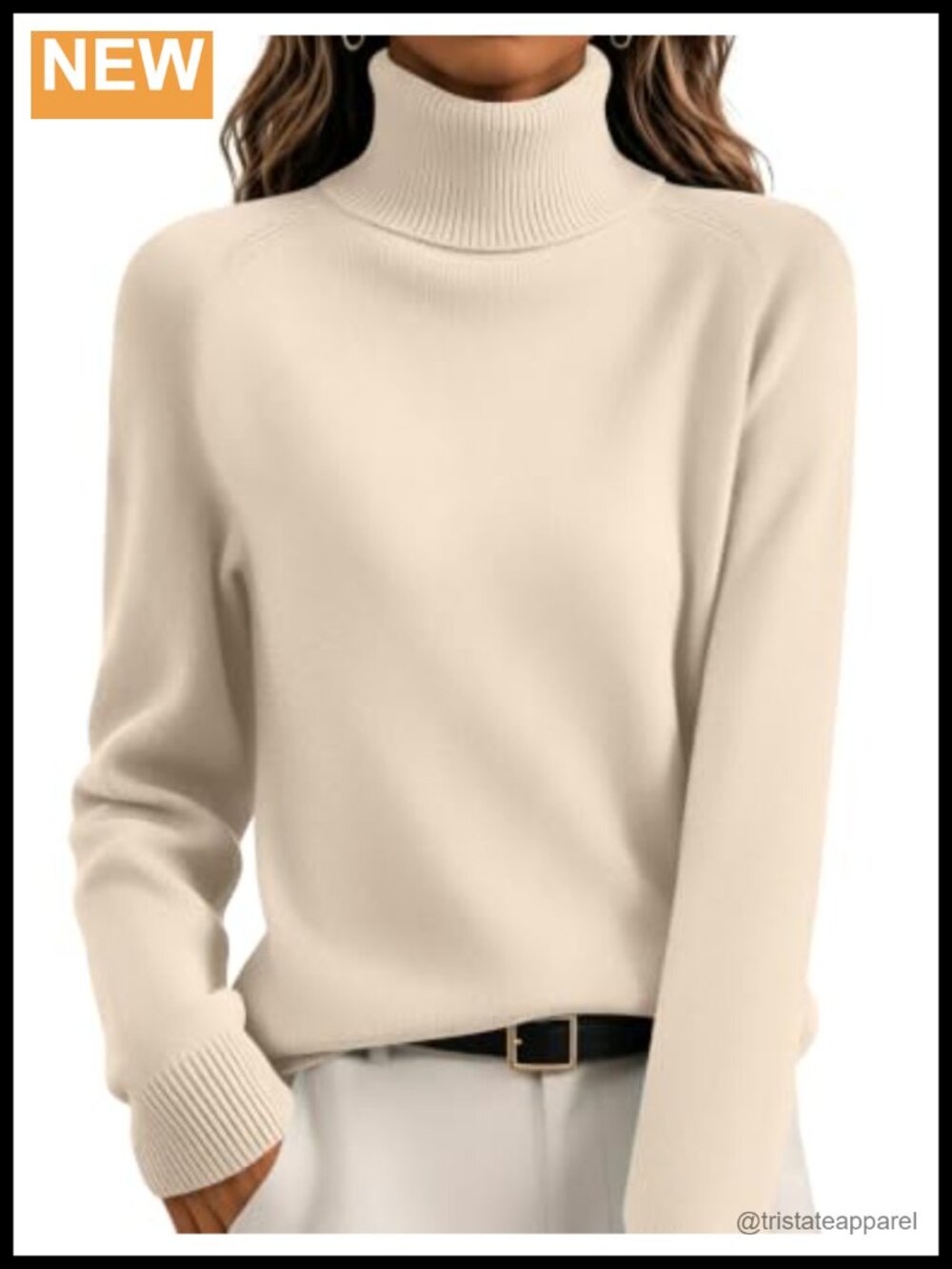 Womens Turtleneck Pullover Sweater Long Sleeve Ribbed Knit Winter Top